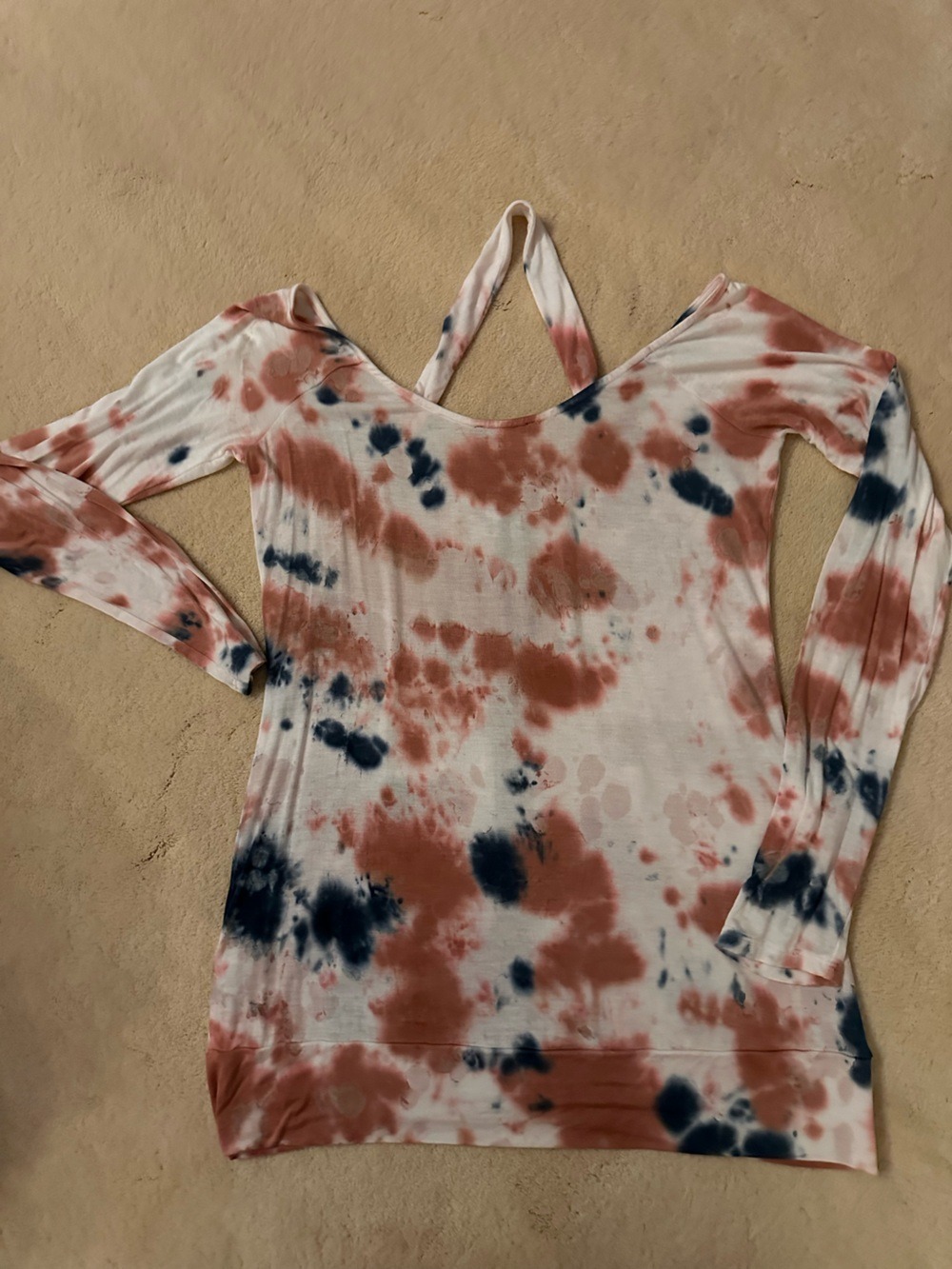 VENUS Rust & Navy Tie-Dye V-Neck Top - Picture 4 of 4